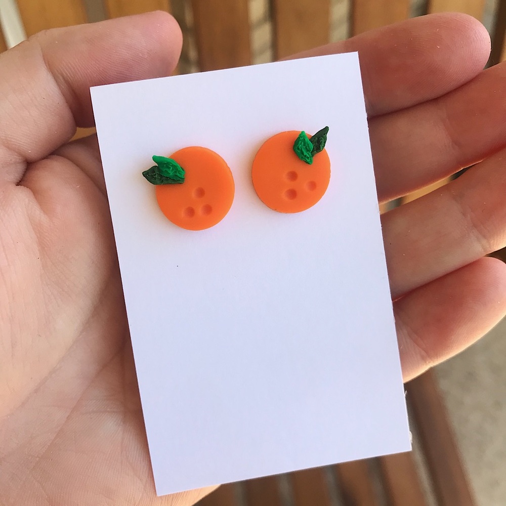 Orange Polymer Clay Stud Earrings